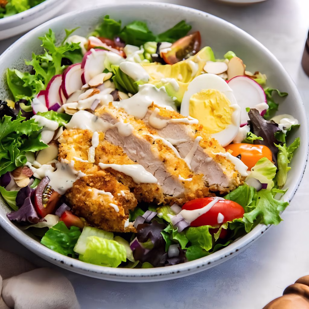 Crispy Chicken Salad with Fresh Veggies & Creamy Dressing Recipe