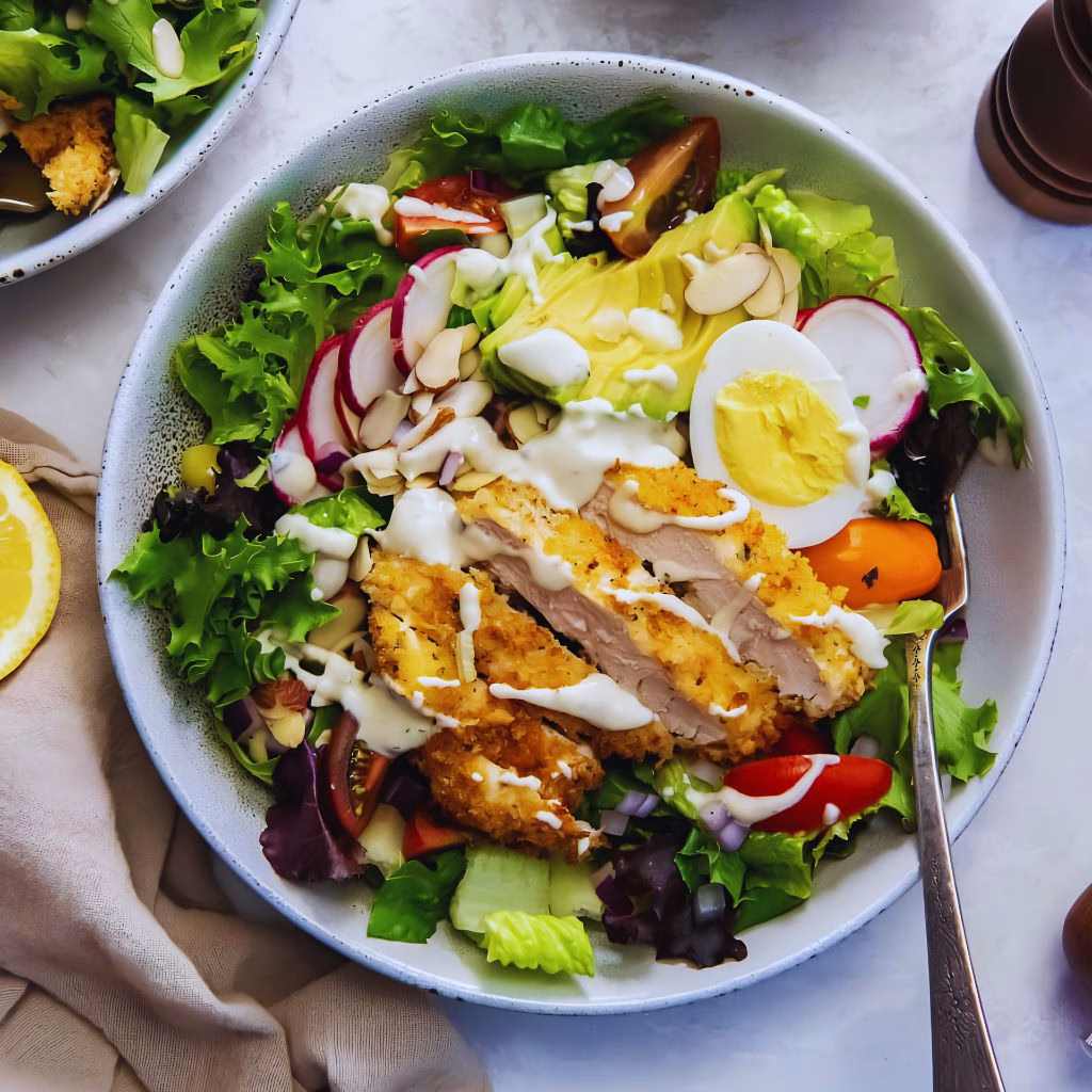 Crispy Chicken Salad with Fresh Veggies & Creamy Dressing Recipe