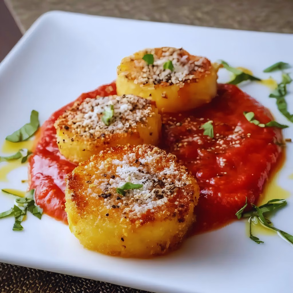 Crispy Fried Polenta with Marinara Sauce Recipe