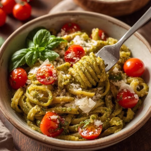 Easy 20-Minute Pesto Pasta With Cherry Tomatoes Recipe