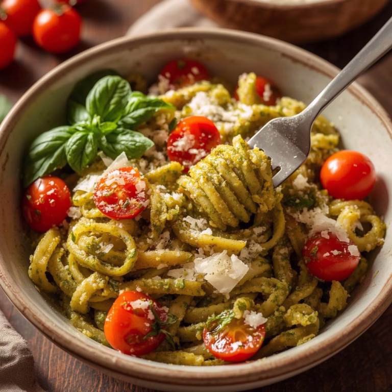 Easy 20-Minute Pesto Pasta With Cherry Tomatoes Recipe