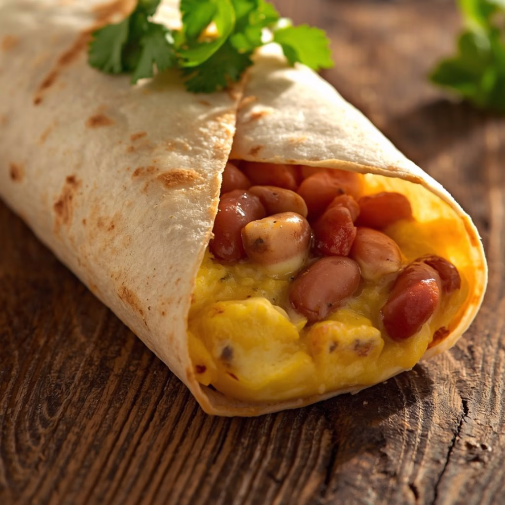 Egg and Bean Breakfast Burrito Recipe