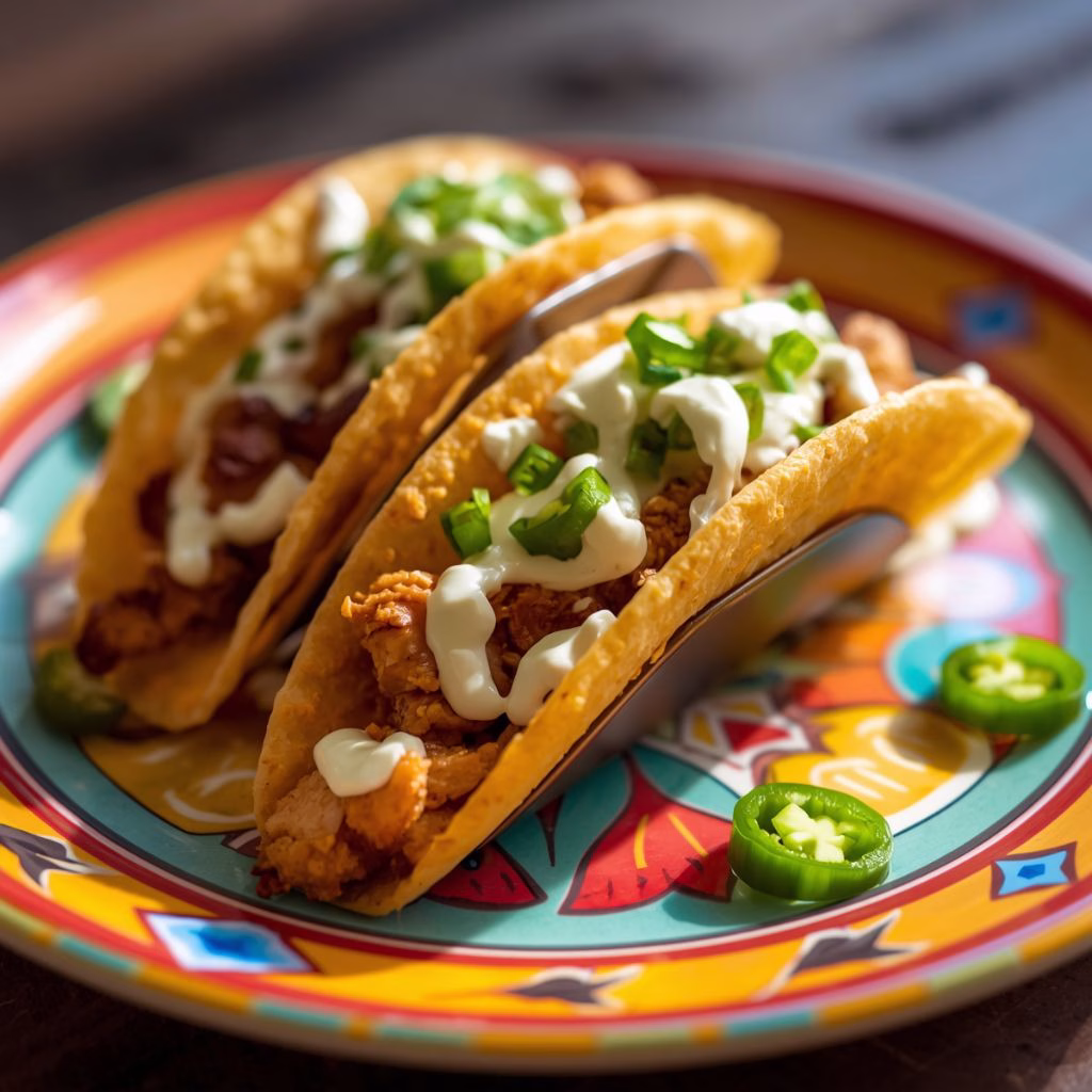 Fried Chicken Street Corn Taco with Jalapeno Lime Ranch