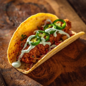 Fried Chicken Street Corn Taco with Jalapeno Lime Ranch