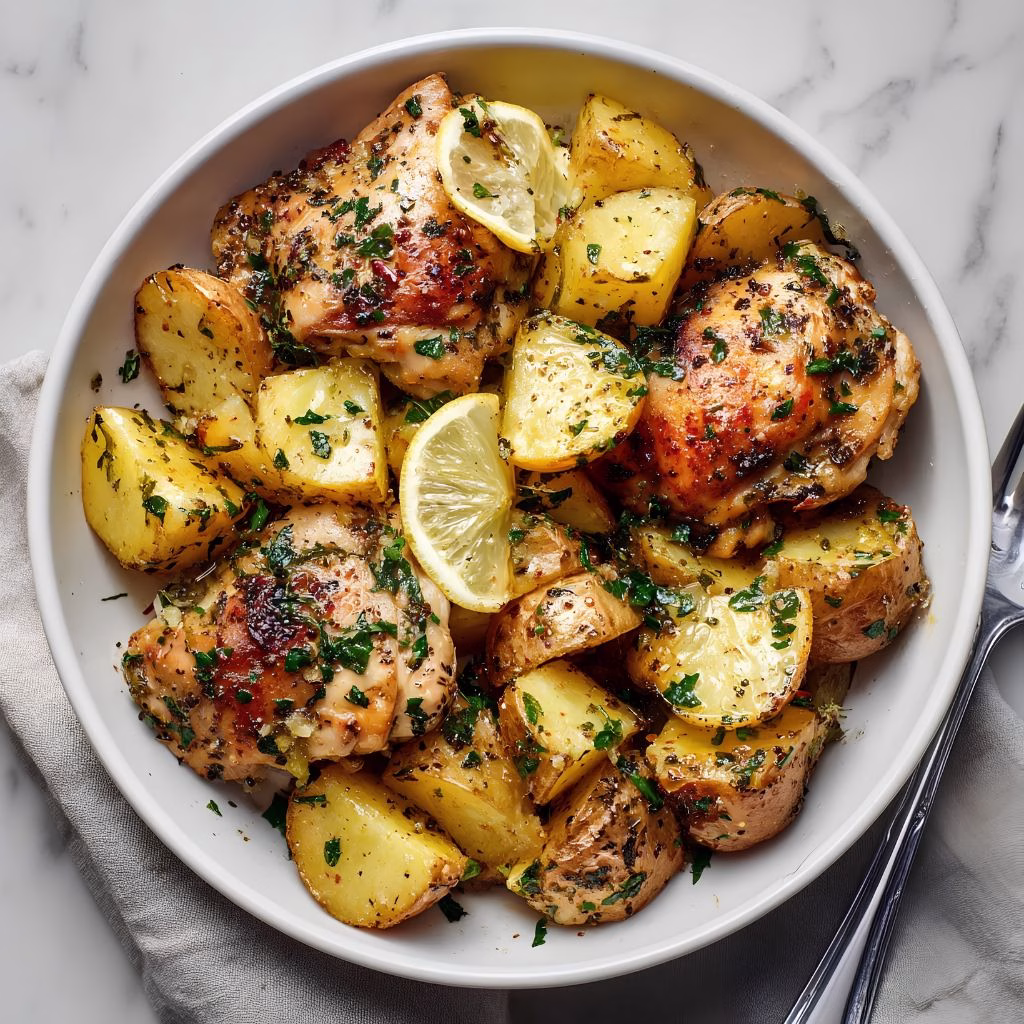 Greek Lemon Roast Chicken & Potatoes Recipe