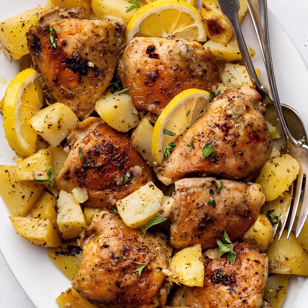 Greek Lemon Roast Chicken & Potatoes Recipe