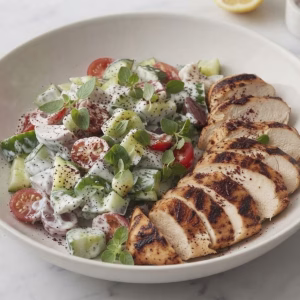 Grilled Chicken & Cucumber Feta Salad Recipe