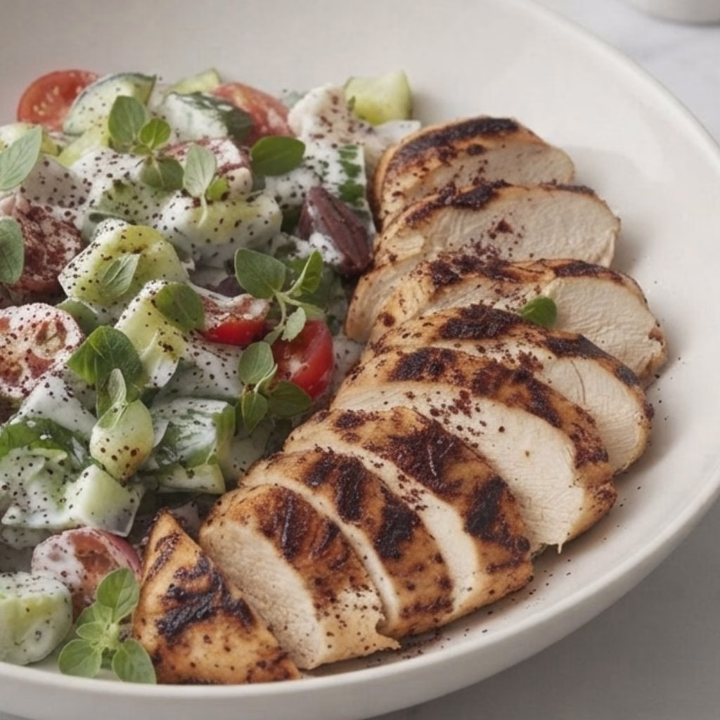 Grilled Chicken & Cucumber Feta Salad Recipe
