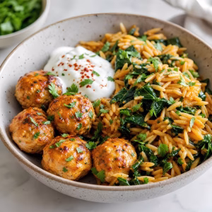 Harissa Turkey Meatballs & Orzo Recipe