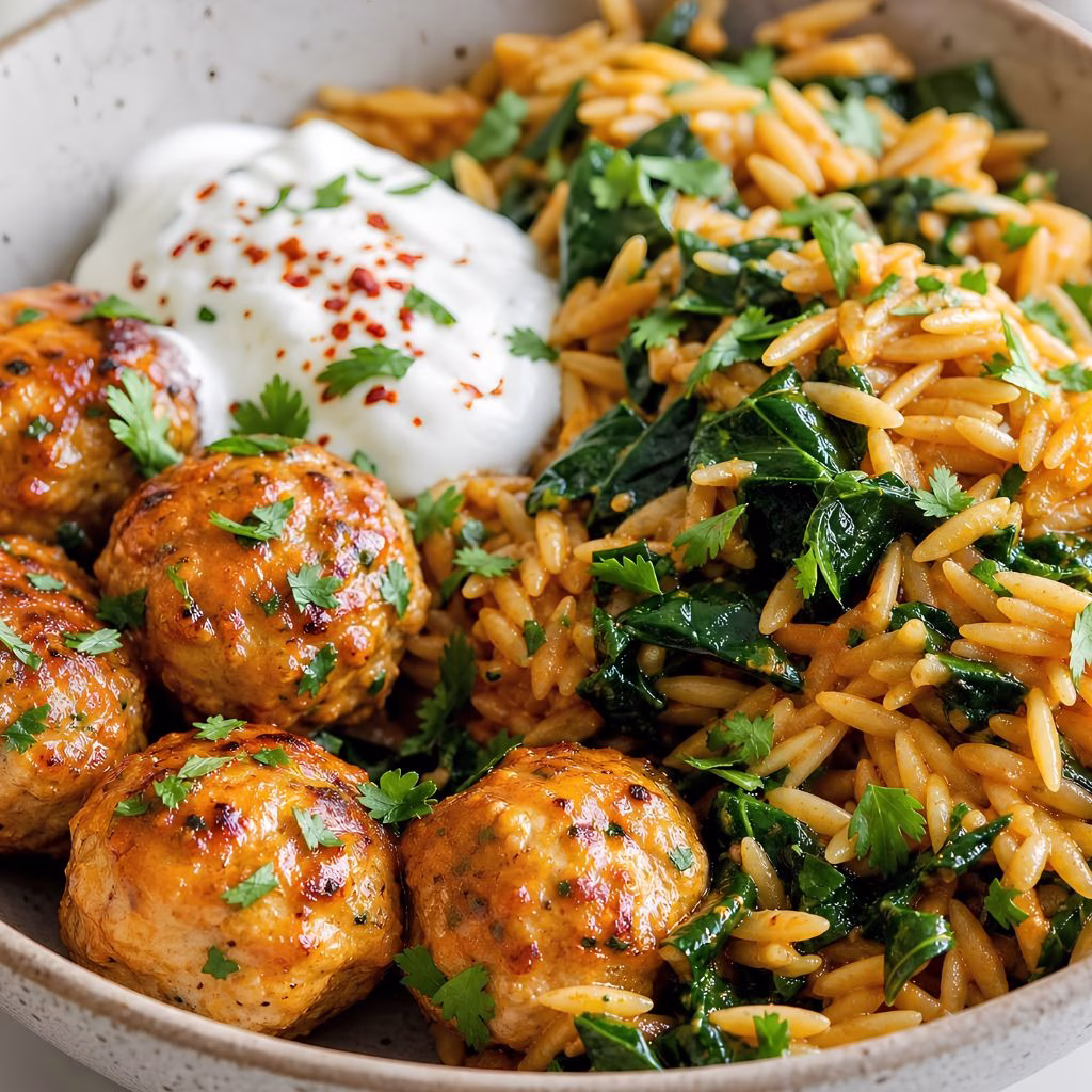 Harissa Turkey Meatballs & Orzo Recipe