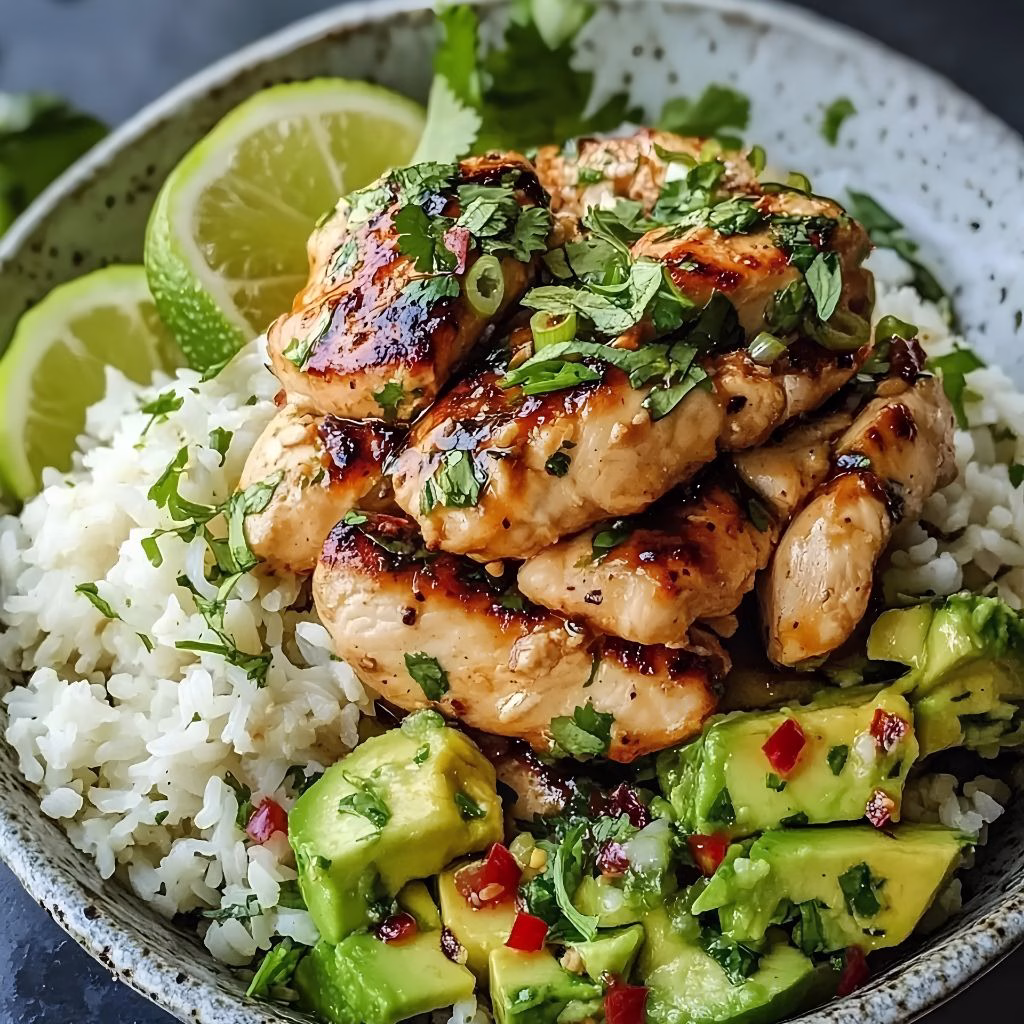 Honey Lime Chicken & Avocado Rice Bowl Recipe