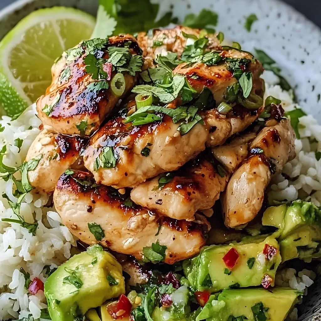 Honey Lime Chicken & Avocado Rice Bowl Recipe