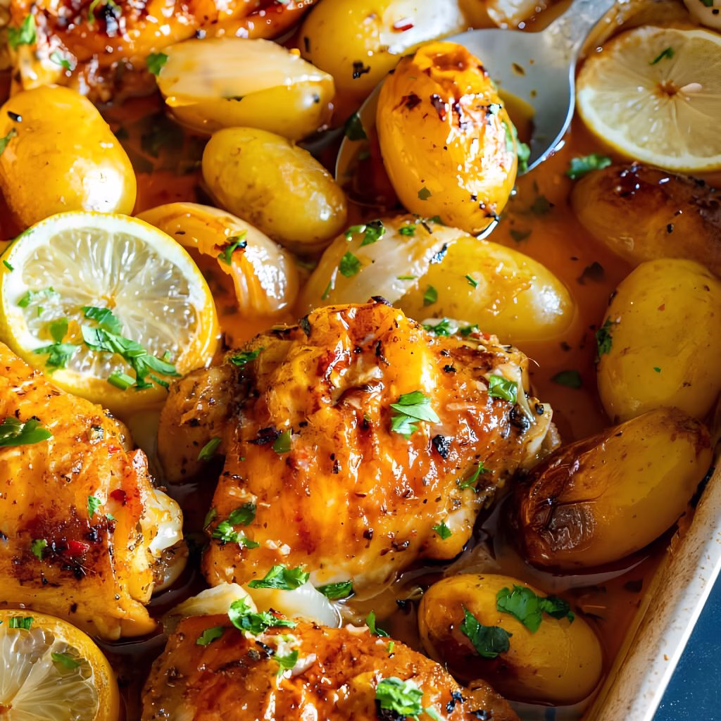 One-Pan Greek Lemon Chicken and Potatoes Recipe