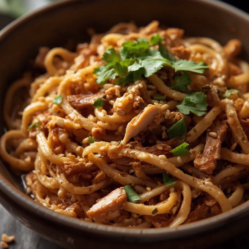 Peanut Noodles with Shredded Chicken Recipe