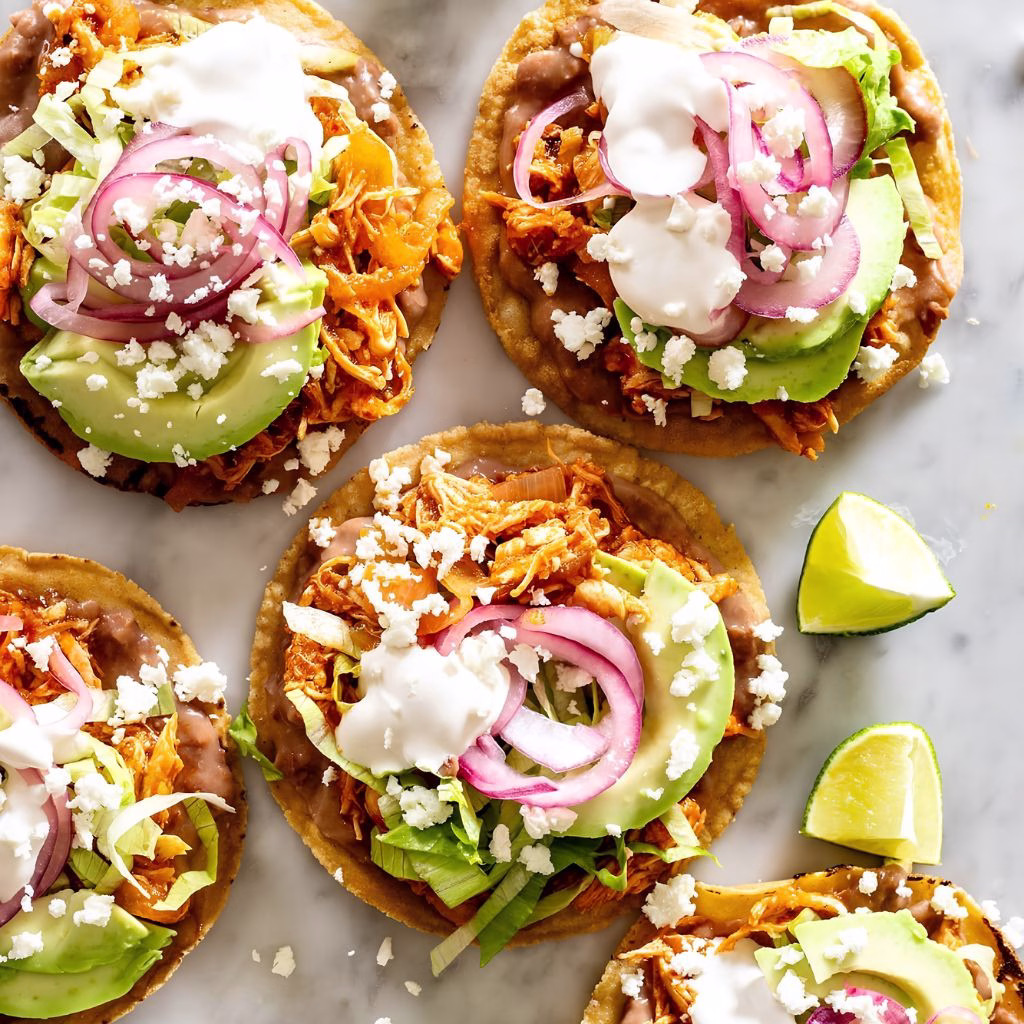 Pollo Sopes with Refried Beans & Salsa Recipe