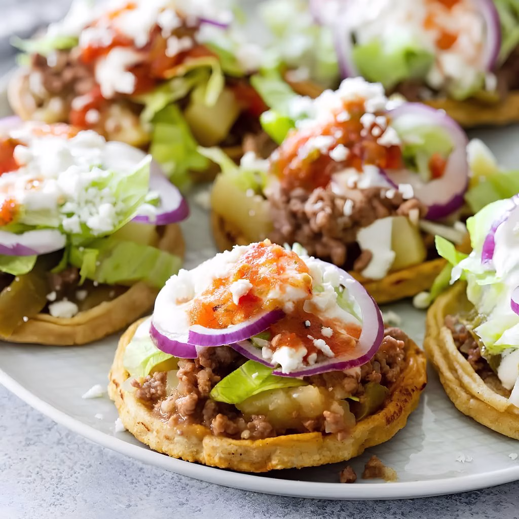 Pollo Sopes with Refried Beans & Salsa Recipe