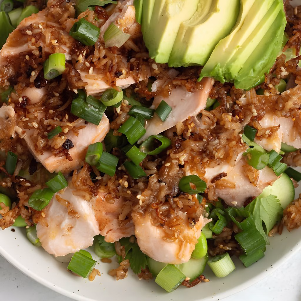 Salmon With Cucumber Salad And Rice Recipe