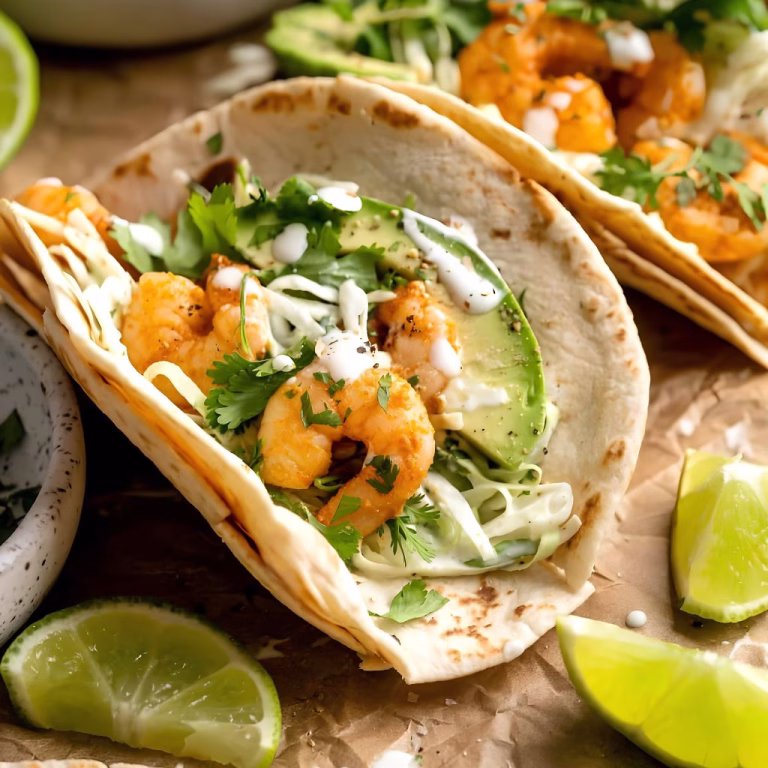 Shrimp Tacos with Ginger Lime Slaw Recipe