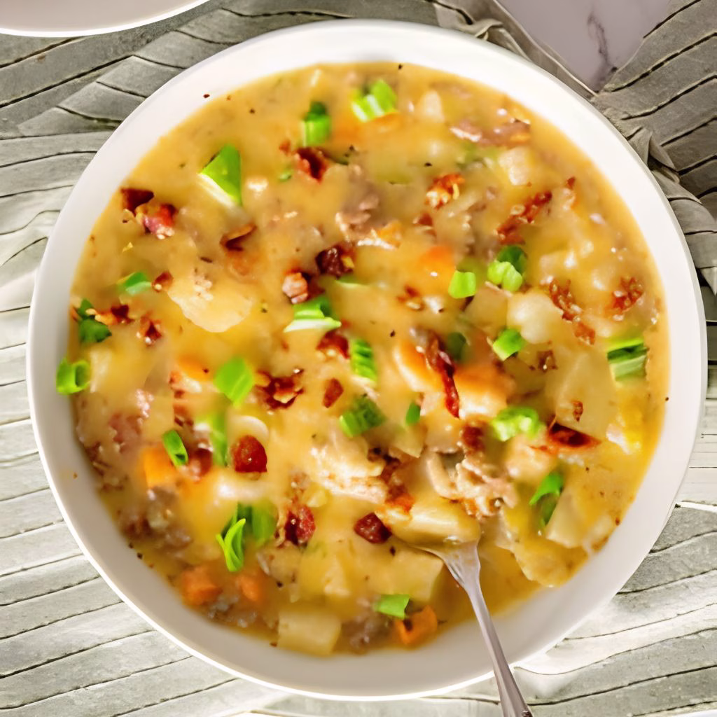 Slow Cooker Cheeseburger Soup Recipe