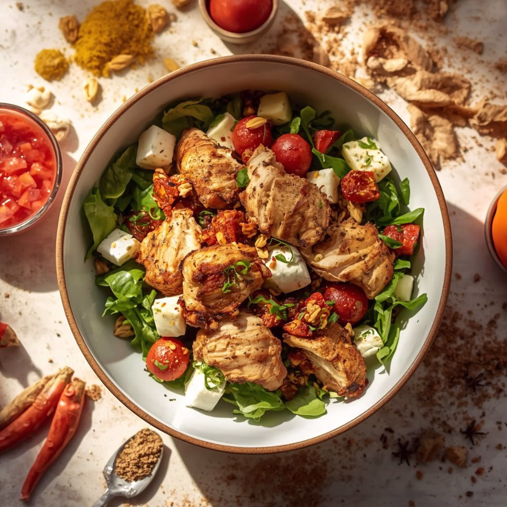 Spicy Shawarma Chicken & Feta Salad Recipe