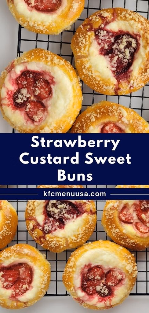 Strawberry Custard Sweet Buns Recipe