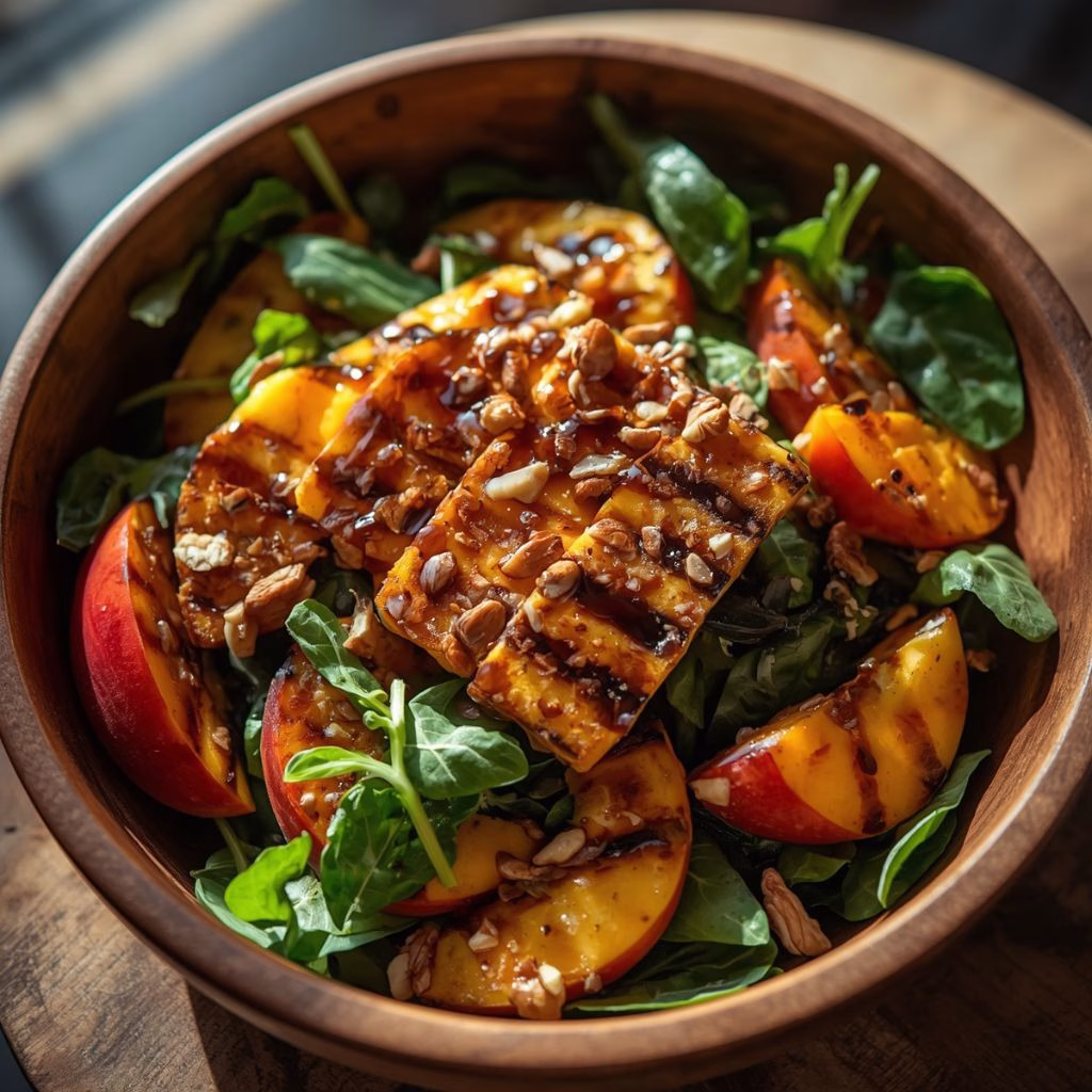 Grilled Halloumi Peach Salad Recipe