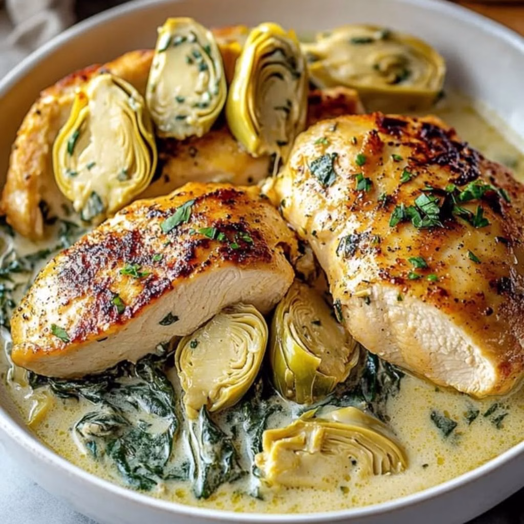 Cheesy Spinach Artichoke Chicken Recipe