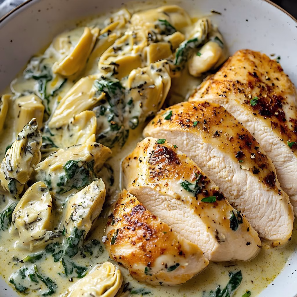 Cheesy Spinach Artichoke Chicken Recipe