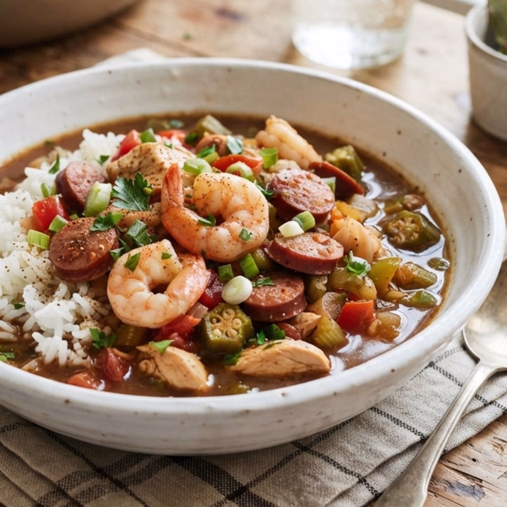 Creole Gumbo with Shrimp, Chicken & Sausage Recipe