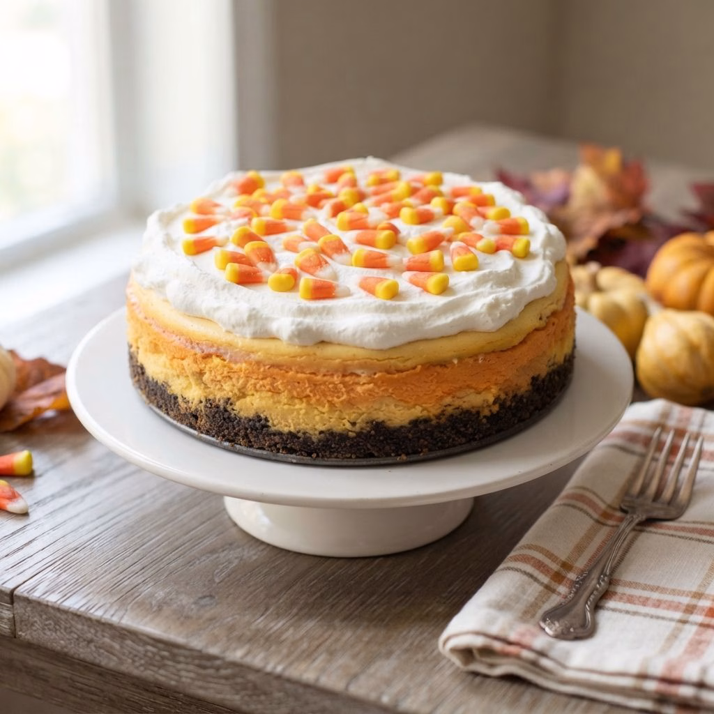 Halloween Candy Corn Cheesecake Recipe