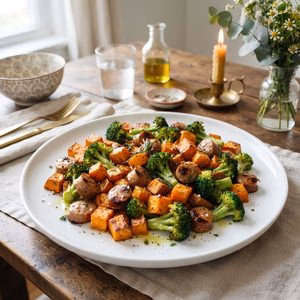 Sheet Pan Sweet Potato Sausage Broccoli Recipe