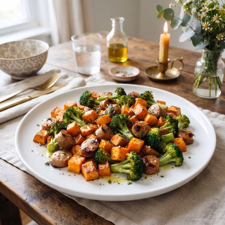 Sheet Pan Sweet Potato Sausage Broccoli Recipe
