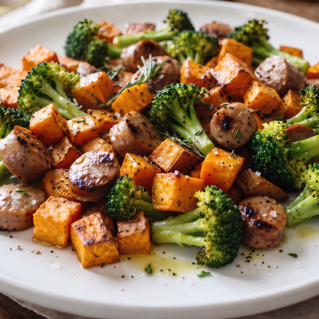 Sheet Pan Sweet Potato Sausage Broccoli Recipe