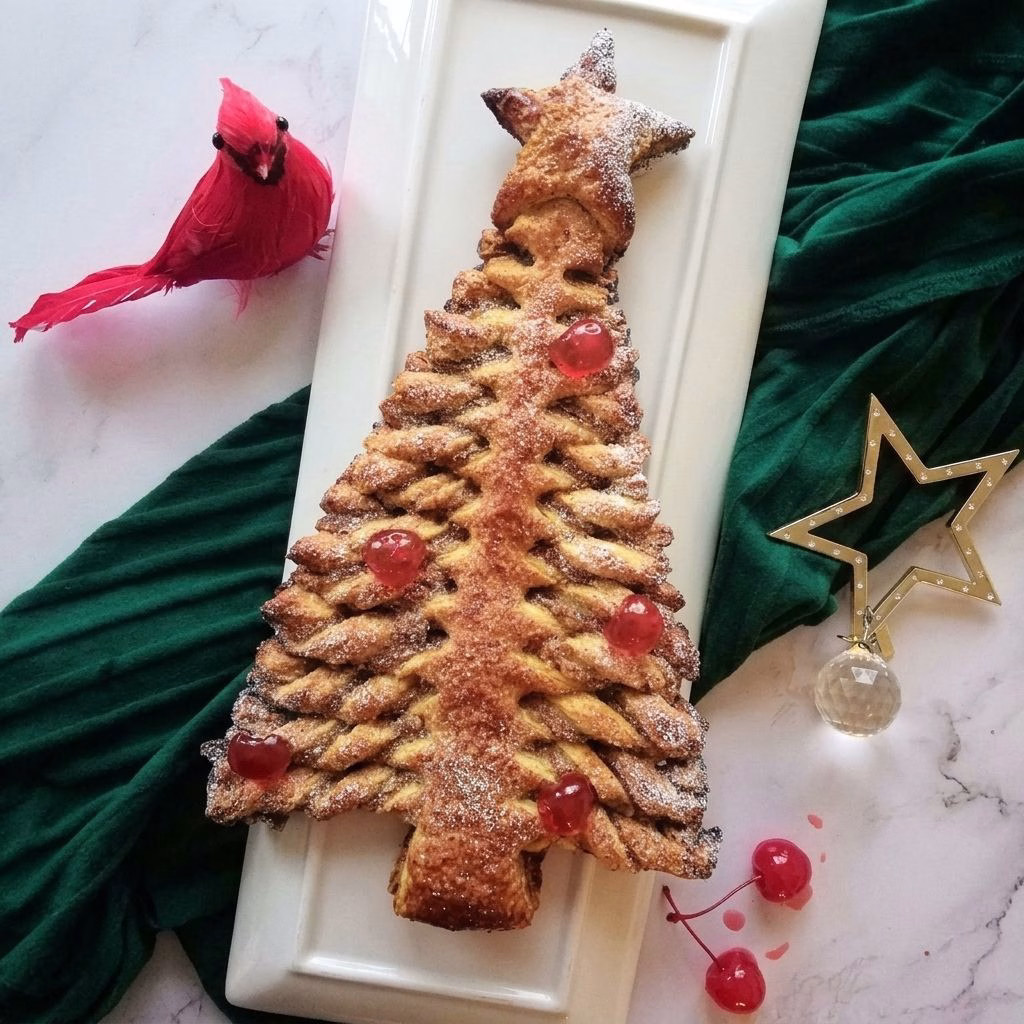 Cinnamon Sugar Puff Pastry Christmas Tree