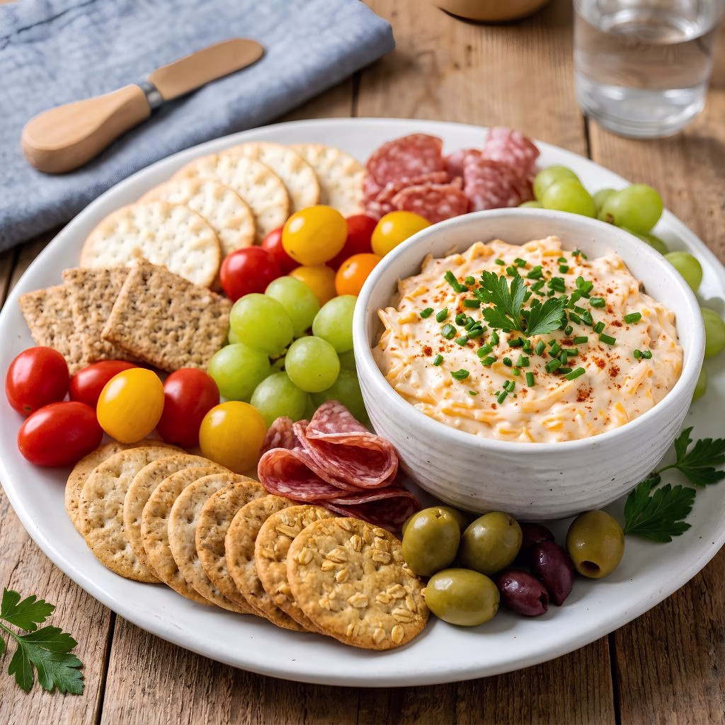 Crackers and Dip Snack Plate Recipe
