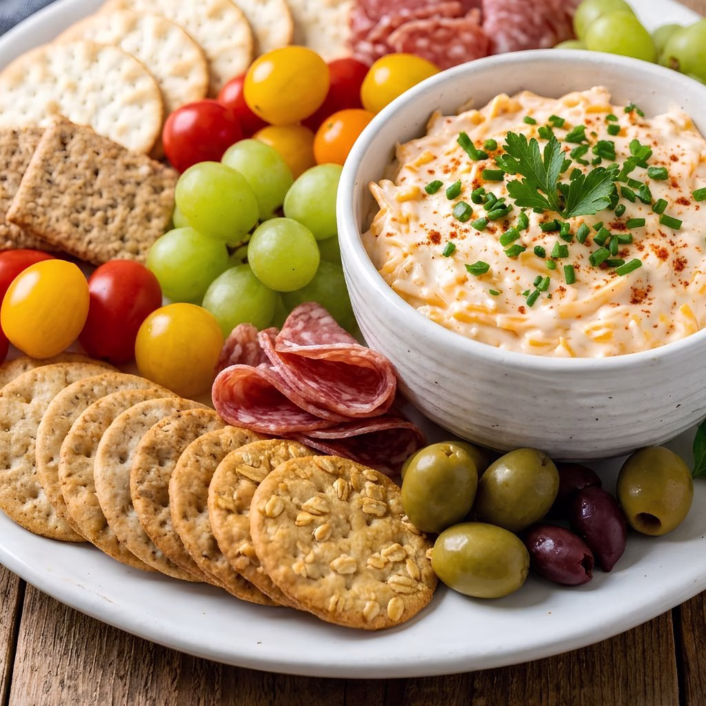 Crackers and Dip Snack Plate Recipe