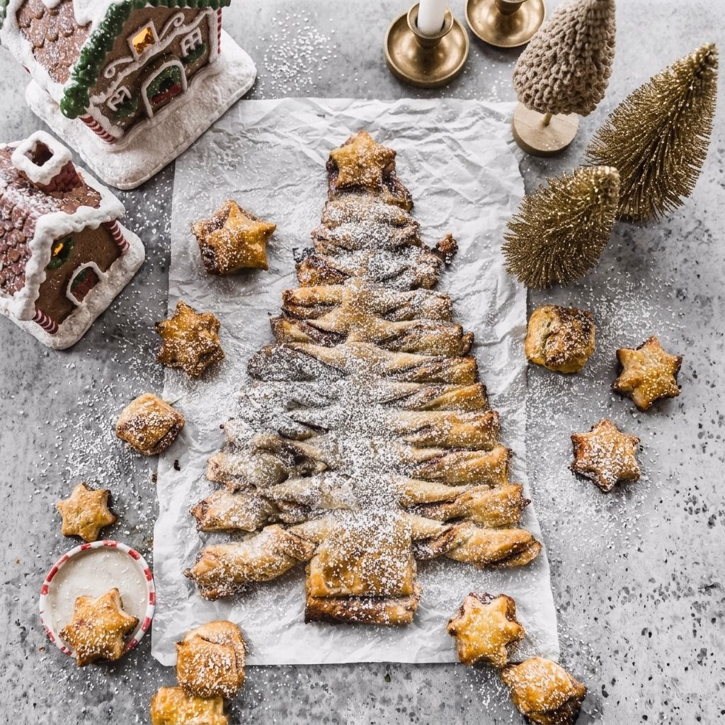 Cream Cheese and Almond Puff Pastry Christmas Tree