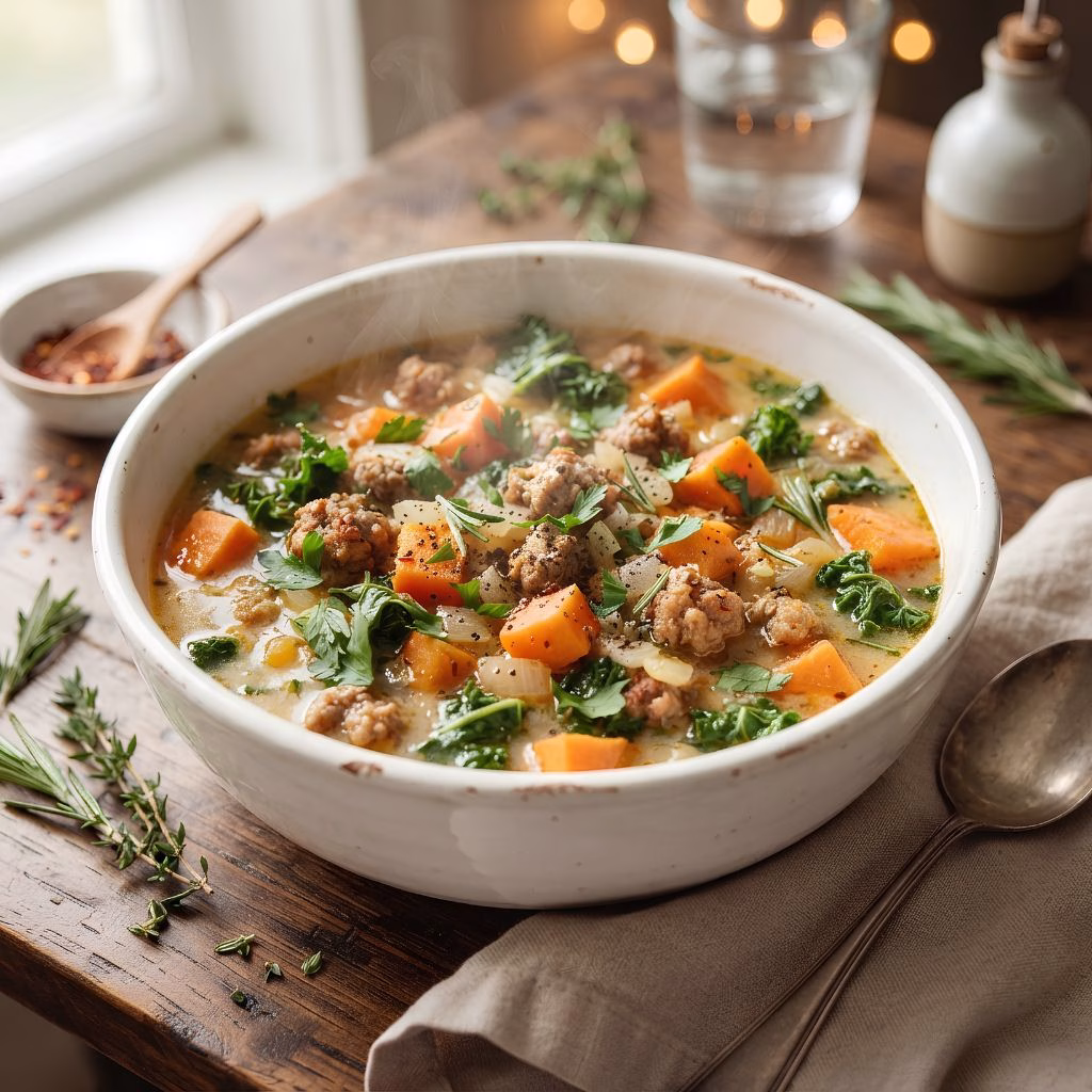 Crockpot Sweet Potato Sausage Soup Recipe