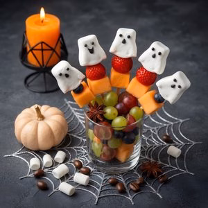 Ghost Marshmallow Fruit Skewers Recipe