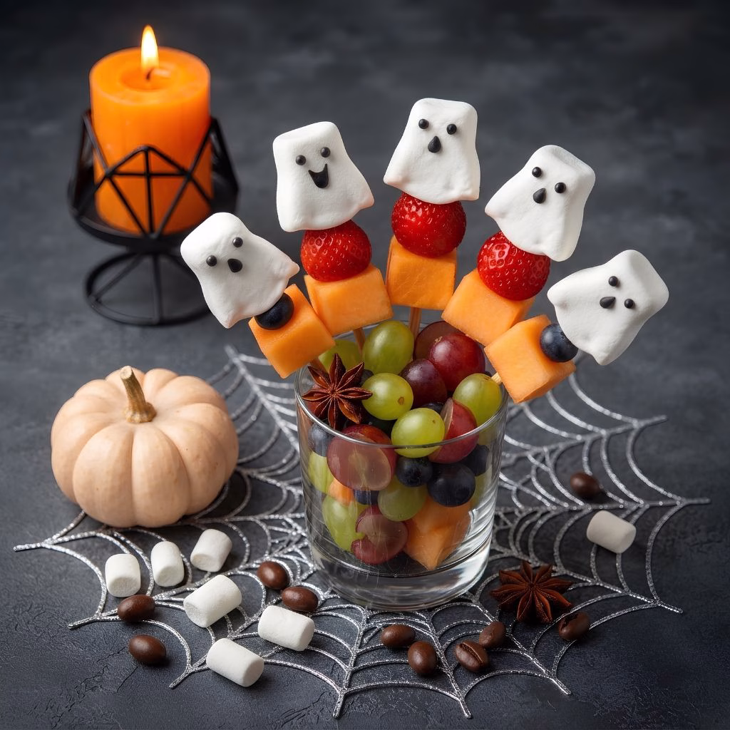 Ghost Marshmallow Fruit Skewers Recipe