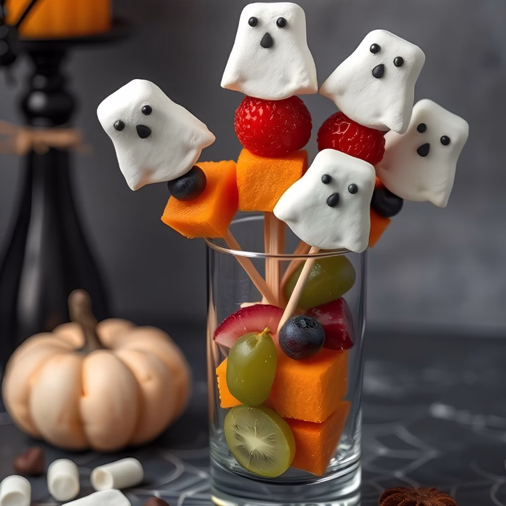 Ghost Marshmallow Fruit Skewers Recipe