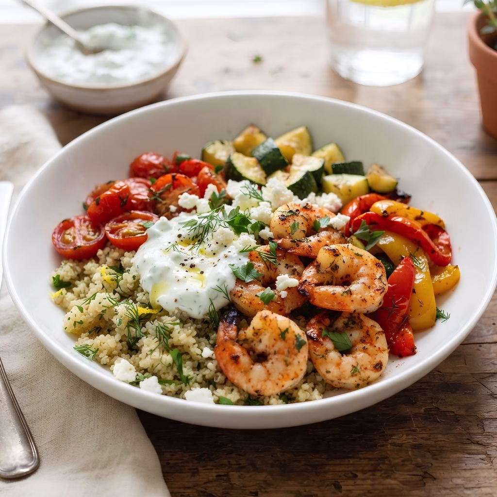 Mediterranean Shrimp Quinoa Bowl Recipe
