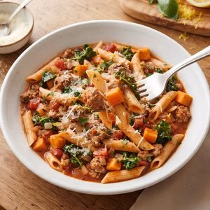 One Pot Sweet Potato Sausage Pasta Recipe