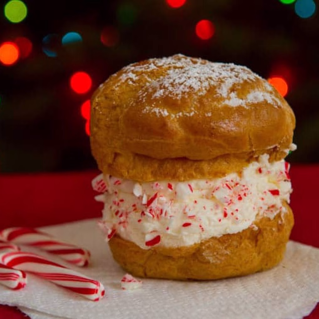 Peppermint Candy Cane Cream Puffs