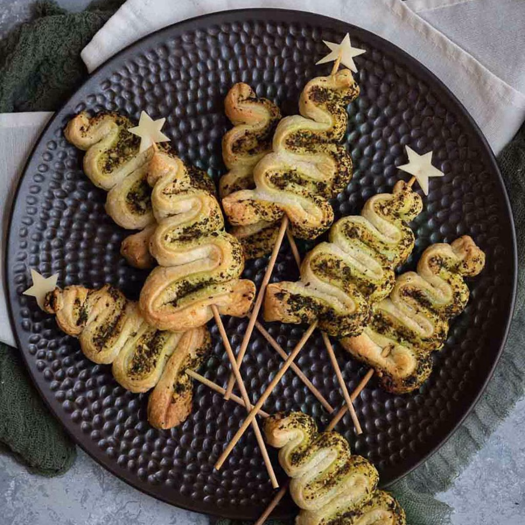 Pesto Puff Pastry Christmas Tree Appetizer