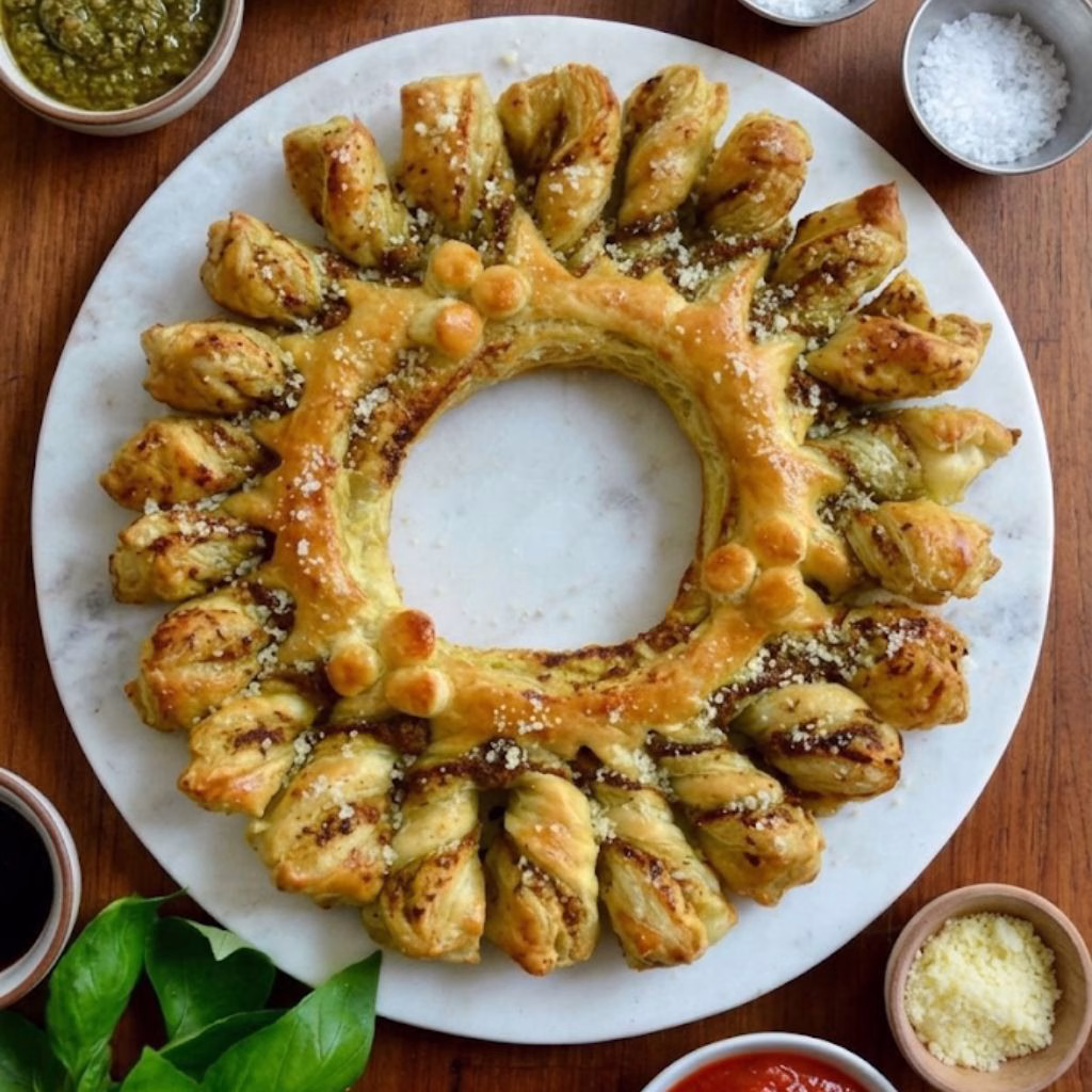 Pesto Puff Pastry Wreath
