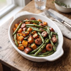 Sheet Pan Kielbasa with Sweet Potatoes Recipe