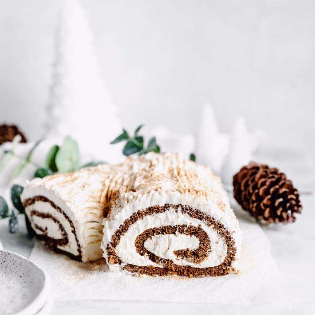 White Chocolate Gingerbread Yule Log